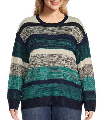 Nurture by Westbound Plus Size Textured Crew Neck Sweater