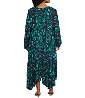 Nurture by Westbound Plus Size V-Neck Long Sleeve Tiered Midi Dress