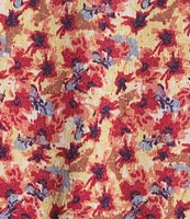 Nurture by Westbound Plus Size Woven Elbow Sleeve Pintuck Yoke Floral Top