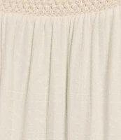 Nurture by Westbound Plus Size Woven Long Sleeve Button Front Novelty Smocking Top