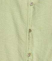 Nurture by Westbound Plus Size Woven Long Sleeve Button Front Novelty Smocking Top