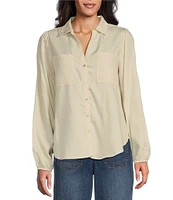 Nurture by Westbound Point Collar Long Sleeve Button Front Shirt