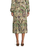 Nurture by Westbound Tiered Paisley Midi Ruffle Skirt