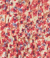 Nurture by Westbound Woven Elbow Sleeve Pintuck Yoke Floral Top