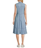 Nurture Collared Sleeveless Button Front Midi Dress