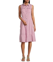 Nurture Collared Sleeveless Button Front Midi Dress