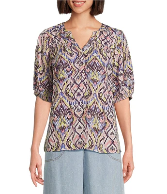 Nurture Elbow Sleeve Henley Neck Blouse