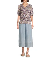 Nurture Elbow Sleeve Henley Neck Blouse