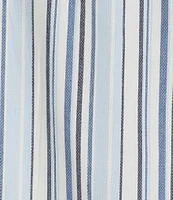 Nurture Stripe Print Elbow Sleeve V-Neck Short A-Line Dress