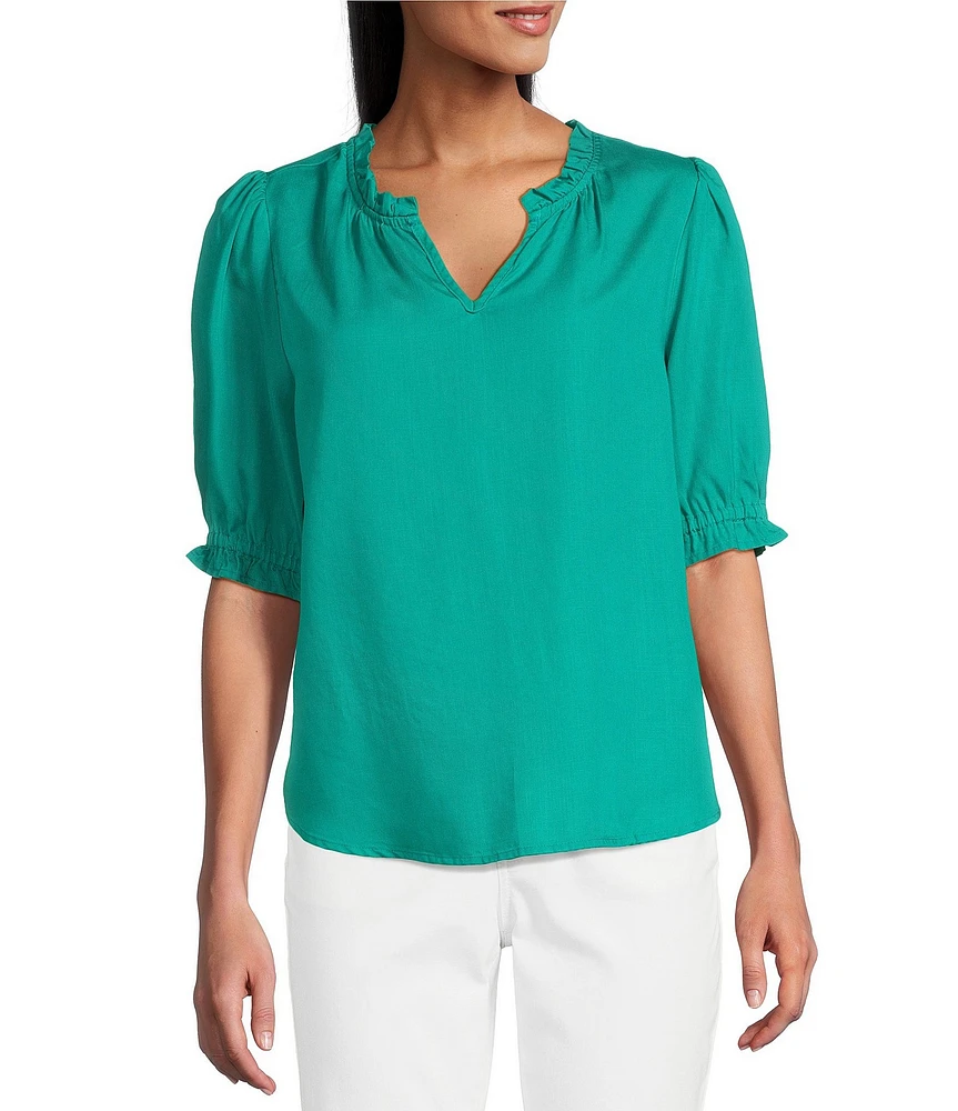 Nurture Elbow Sleeve V-Neck Top