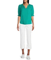 Nurture Elbow Sleeve V-Neck Top