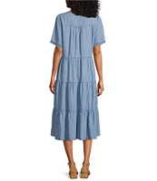 Nurture Elbow Sleeves Yoke V-Neck Dress