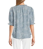 Nurture Notch Neck Short Sleeve Ruffled Top