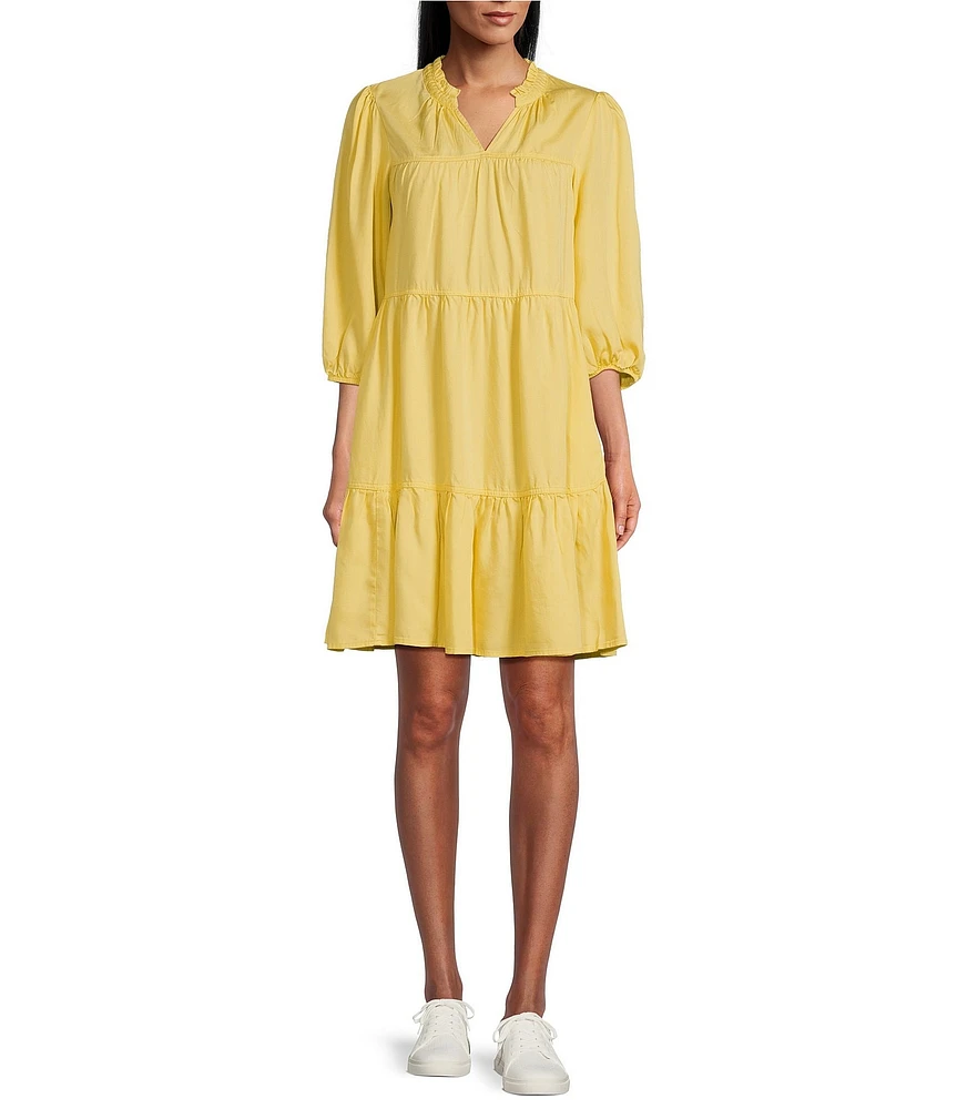 Nurture Petite Size 3/4 Sleeve Tiered Ruffle Short Dress