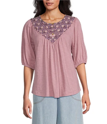 Nurture Petite Size Crew Neckline Short Sleeve V-Neck Top
