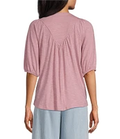 Nurture Petite Size Crew Neckline Short Sleeve V-Neck Top
