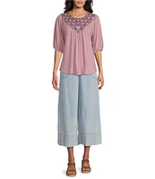 Nurture Petite Size Crew Neckline Short Sleeve V-Neck Top