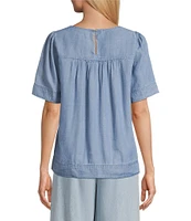 Nurture Petite Size Short Sleeve Crew Neck Curved Yoke Top