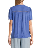 Nurture Petite Size Short Sleeve Woven V-Neck Top