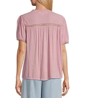 Nurture Petite Size Short Sleeve Woven V-Neck Top