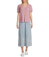 Nurture Petite Size Short Sleeve Woven V-Neck Top