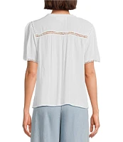 Nurture Petite Size Short Sleeve Woven V-Neck Top