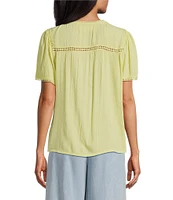 Nurture Petite Size Short Sleeve Woven V-Neck Top