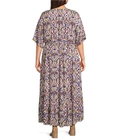 Nurture Plus Size V-Neck Short Sleeve Midi Dress