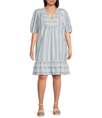 Nurture Plus Size Elbow Sleeve V-Neck Short Dress