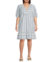 Nurture Plus Size Elbow Sleeve V-Neck Short Dress