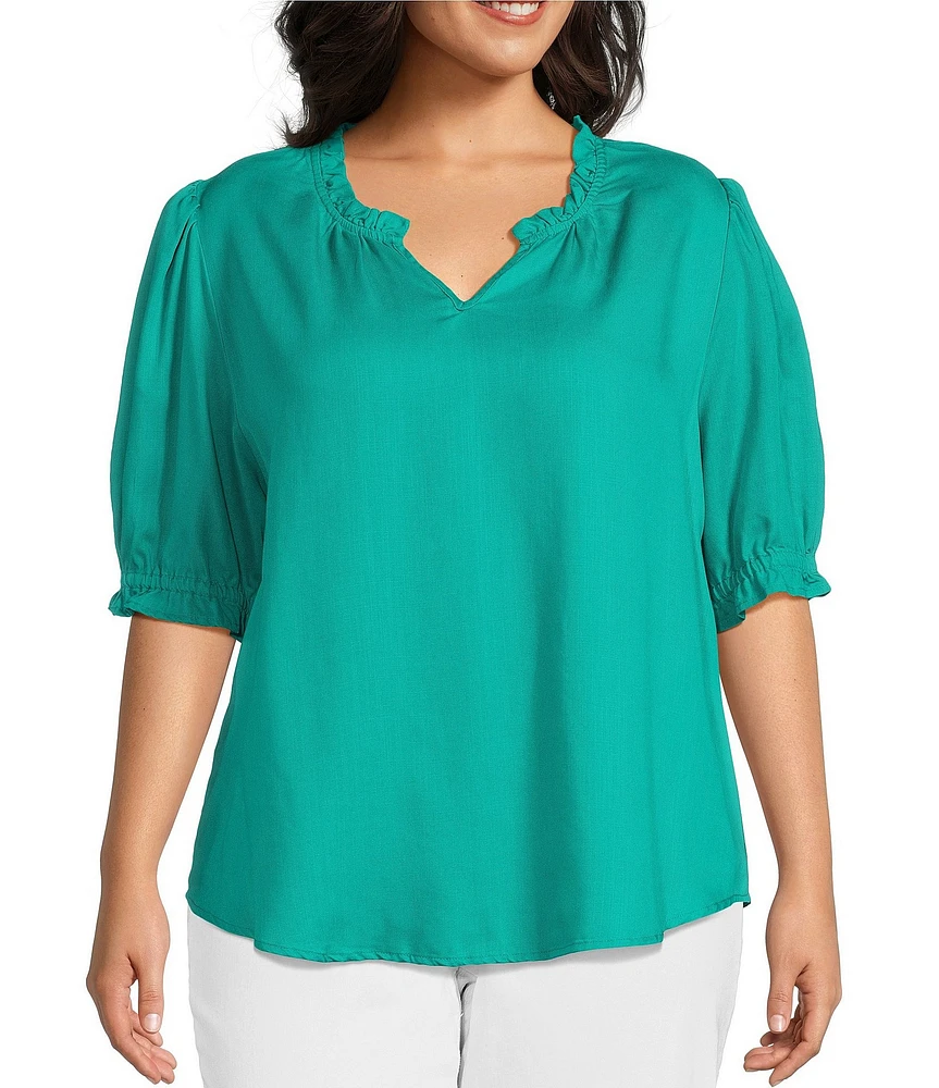 Nurture Plus Size Elbow Sleeve V-Neck Top