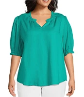 Nurture Plus Size Elbow Sleeve V-Neck Top