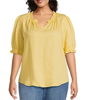 Nurture Plus Size Elbow Sleeve V-Neck Top