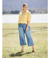 Nurture Plus Size Elbow Sleeve V-Neck Top