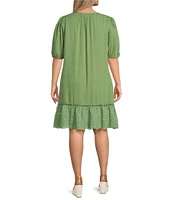 Nurture Plus Size Elbow Sleeve V-Neck A-Line Dress