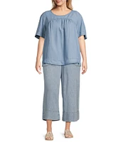 Nurture Plus Size Short Sleeve Crew Neck Curved Yoke Top