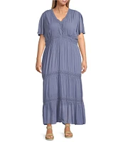 Nurture Plus Size Short Sleeve V-Neck Maxi Dress