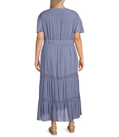 Nurture Plus Size Short Sleeve V-Neck Maxi Dress