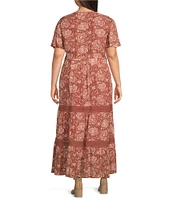 Nurture Plus Size Short Sleeve V-Neck Trim Maxi Dress
