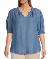 Nurture Plus Size Woven Short Sleeve V-Neck Top