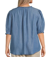 Nurture Plus Size Woven Short Sleeve V-Neck Top