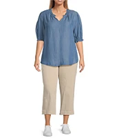 Nurture Plus Size Woven Short Sleeve V-Neck Top