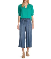 Nurture Pull-On Wide Leg Cotton Blend Crop Pants
