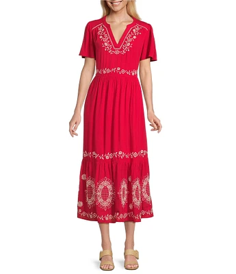 Nurture Short Flutter Sleeve V-Neck A-Line Maxi Dress