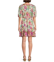 Nurture Short Sleeve Belted Faux Wrap V-Neck Dress