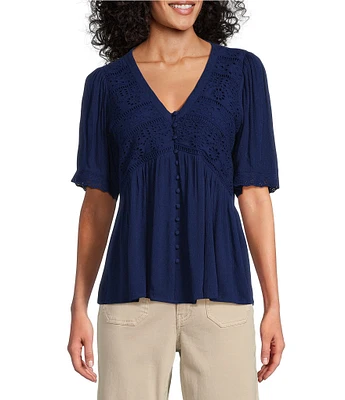 Nurture Short Sleeve V-Neck Top