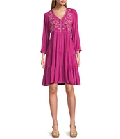 Nurture V-Neck 3/4 Sleeve Tier Dress