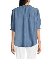 Nurture Woven Short Sleeve Ruffle V-Neck Top