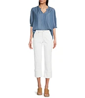 Nurture Woven Short Sleeve Ruffle V-Neck Top