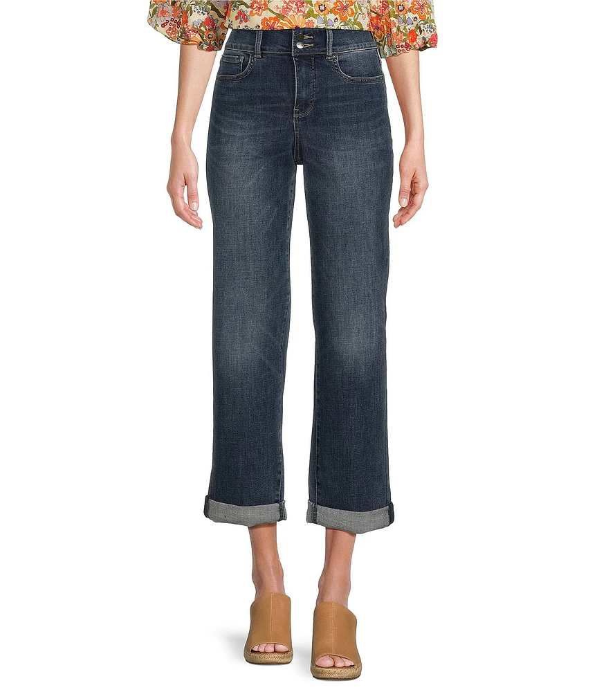 NYDJ Bailey Stretch Denim High Rise Straight Leg Cropped Jeans